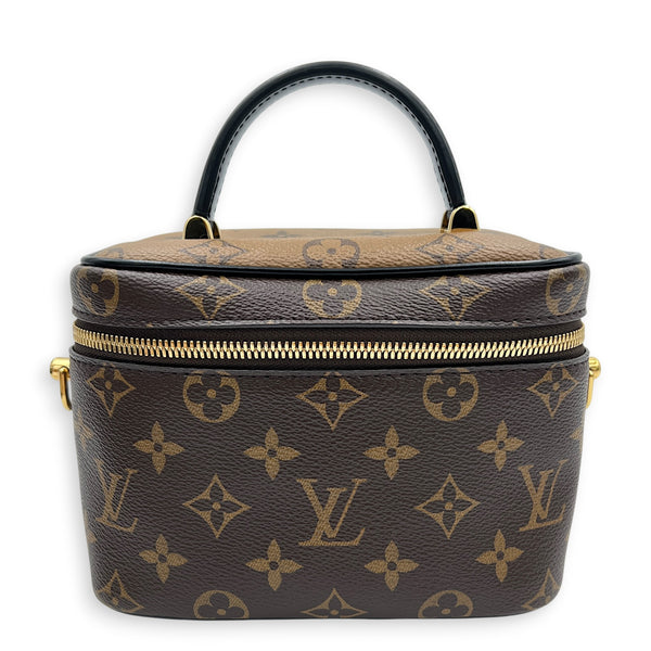 Vanity Top Handle Bag Brown in Monogram Coated Canvas, Gold hardware