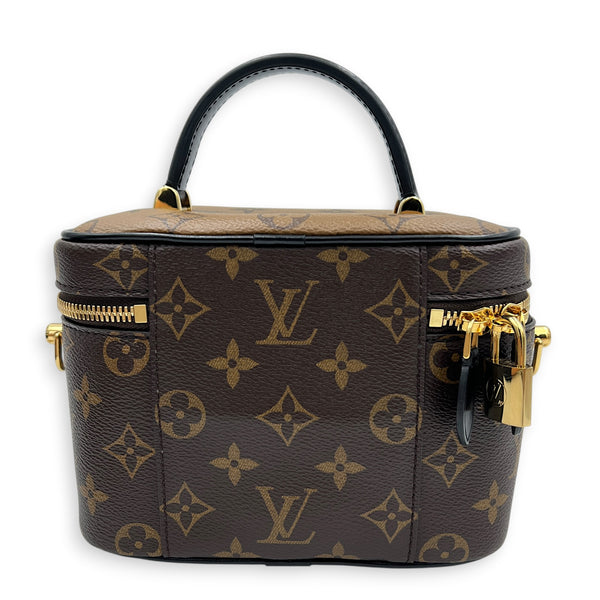 Vanity Top Handle Bag Brown in Monogram Coated Canvas, Gold hardware