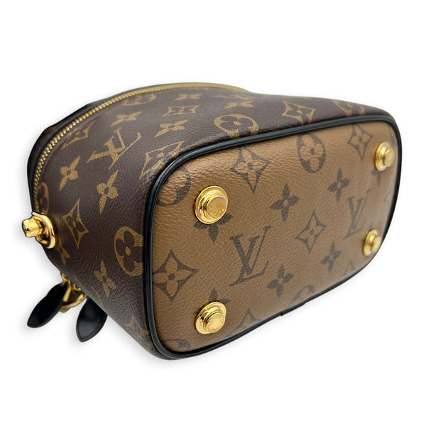Vanity Top Handle Bag Brown in Monogram Coated Canvas, Gold hardware