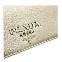 Logo Gold Wallet On Chain in Saffiano Leather, Gold hardware