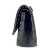 2.55 Shoulder Bag Black in Distressed Leather, Ruthenium hardware