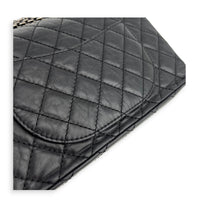 2.55 Shoulder Bag Black in Distressed Leather, Ruthenium hardware