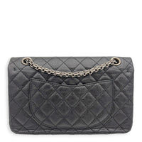 2.55 Shoulder Bag Black in Distressed Leather, Ruthenium hardware