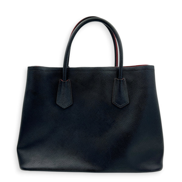 Double Tote Bag Black in Saffiano Leather, Gold hardware