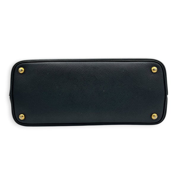 Double Tote Bag Black in Saffiano Leather, Gold hardware