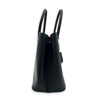 Double Tote Bag Black in Saffiano Leather, Gold hardware