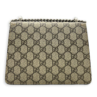 Dionysus Mini Brown Shoulder Bag in Coated Canvas, Silver hardware
