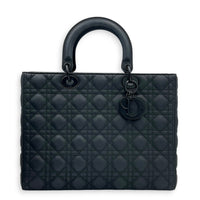Lady Dior Large Ultramatte Top Handle Bag in, Gunmetal hardware