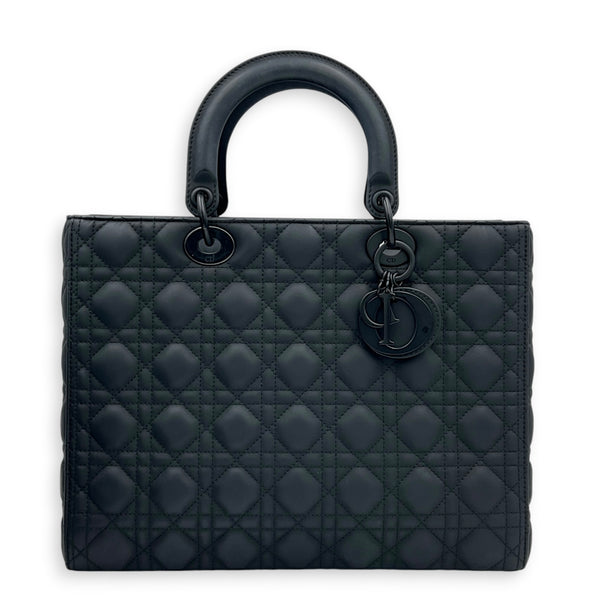 Lady Dior Large Ultramatte Top Handle Bag in, Gunmetal hardware