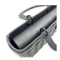 Lady Dior Large Ultramatte Top Handle Bag in, Gunmetal hardware