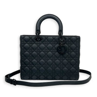 Lady Dior Large Ultramatte Top Handle Bag in, Gunmetal hardware