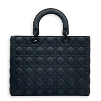 Lady Dior Large Ultramatte Top Handle Bag in, Gunmetal hardware