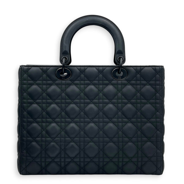 Lady Dior Large Ultramatte Top Handle Bag in, Gunmetal hardware