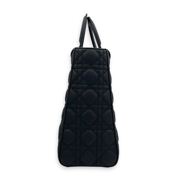 Lady Dior Large Ultramatte Top Handle Bag in, Gunmetal hardware