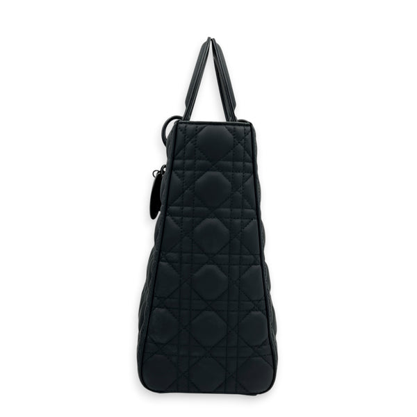 Lady Dior Large Ultramatte Top Handle Bag in, Gunmetal hardware