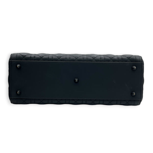 Lady Dior Large Ultramatte Top Handle Bag in, Gunmetal hardware