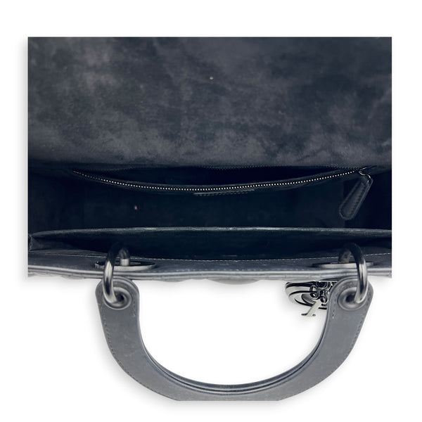 Lady Dior Large Ultramatte Top Handle Bag in, Gunmetal hardware