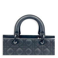Lady Dior Large Ultramatte Top Handle Bag in, Gunmetal hardware