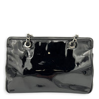 Lipstick Black Shoulder Bag in Patent Leather, Silver hardware