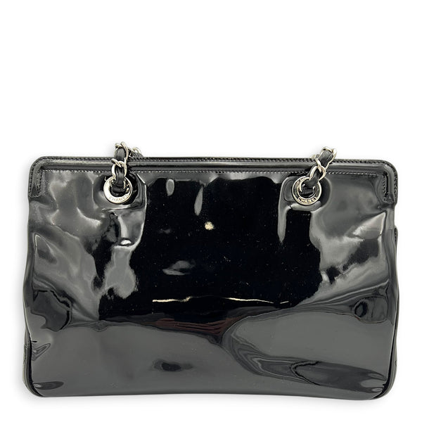 Lipstick Black Shoulder Bag in Patent Leather, Silver hardware