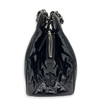 Lipstick Black Shoulder Bag in Patent Leather, Silver hardware