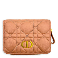 Caro Wallet Small Blush Pink in Calfskin, Gold hardware