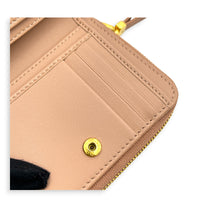 Caro Wallet Small Blush Pink in Calfskin, Gold hardware