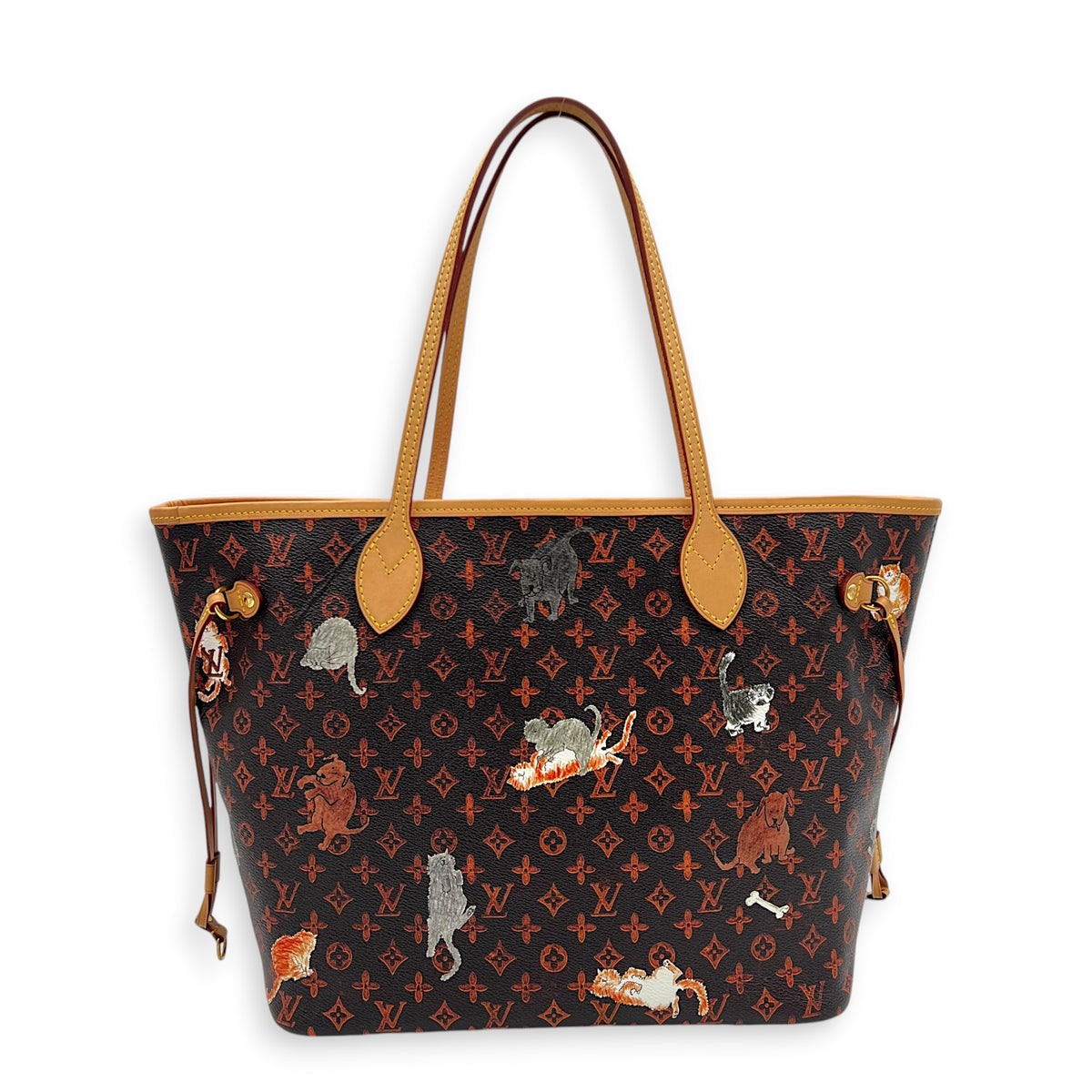 Neverfull Tote Bag MM Catogram in Monogram Coated Canvas, Gold hardware