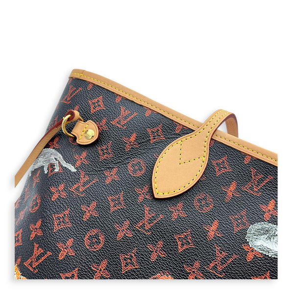 Neverfull Tote Bag MM Catogram in Monogram Coated Canvas, Gold hardware