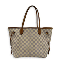 Neverfull Tote Bag MM Damier Azur in Coated Canvas, Gold hardware
