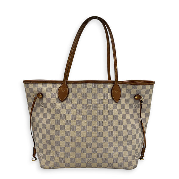 Neverfull Tote Bag MM Damier Azur in Coated Canvas, Gold hardware