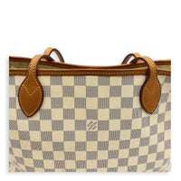Neverfull Tote Bag MM Damier Azur in Coated Canvas, Gold hardware