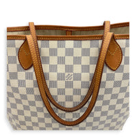 Neverfull Tote Bag MM Damier Azur in Coated Canvas, Gold hardware