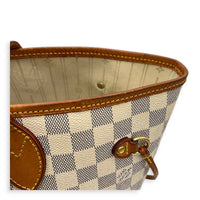 Neverfull Tote Bag MM Damier Azur in Coated Canvas, Gold hardware