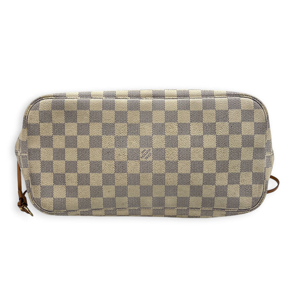 Neverfull Tote Bag MM Damier Azur in Coated Canvas, Gold hardware