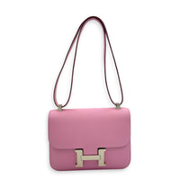 Constance 24 Mauve Sylvestre Shoulder Bag in Epsom, Palladium hardware