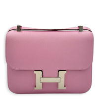 Constance 24 Mauve Sylvestre Shoulder Bag in Epsom, Palladium hardware