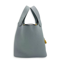 Picotin 18 Gris Pantin Top Handle Bag in Clemence, Gold hardware