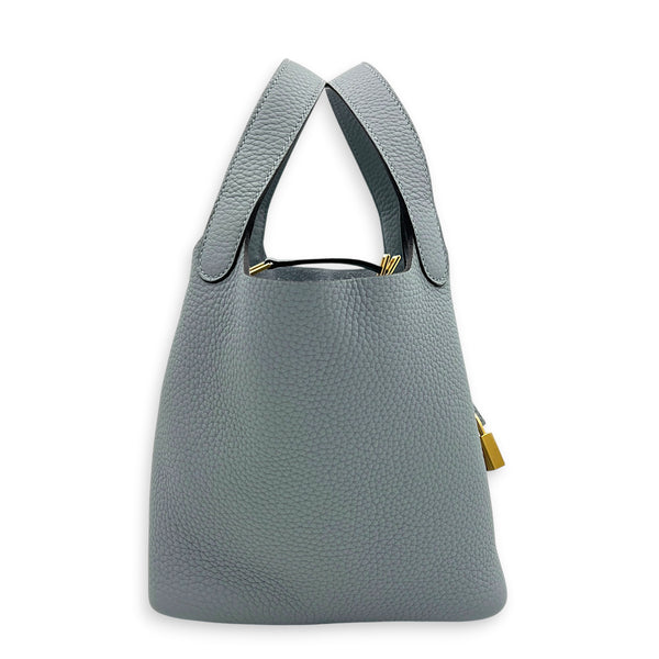 Picotin 18 Gris Pantin Top Handle Bag in Clemence, Gold hardware
