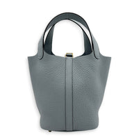 Picotin 18 Gris Pantin Top Handle Bag in Clemence, Gold hardware