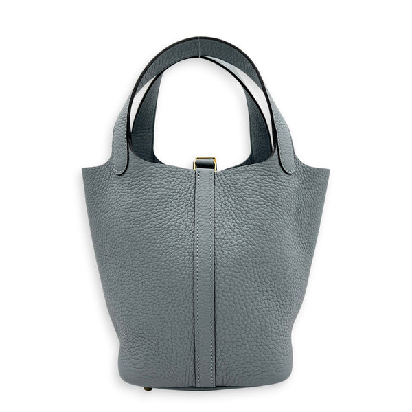 Picotin 18 Gris Pantin Top Handle Bag in Clemence, Gold hardware