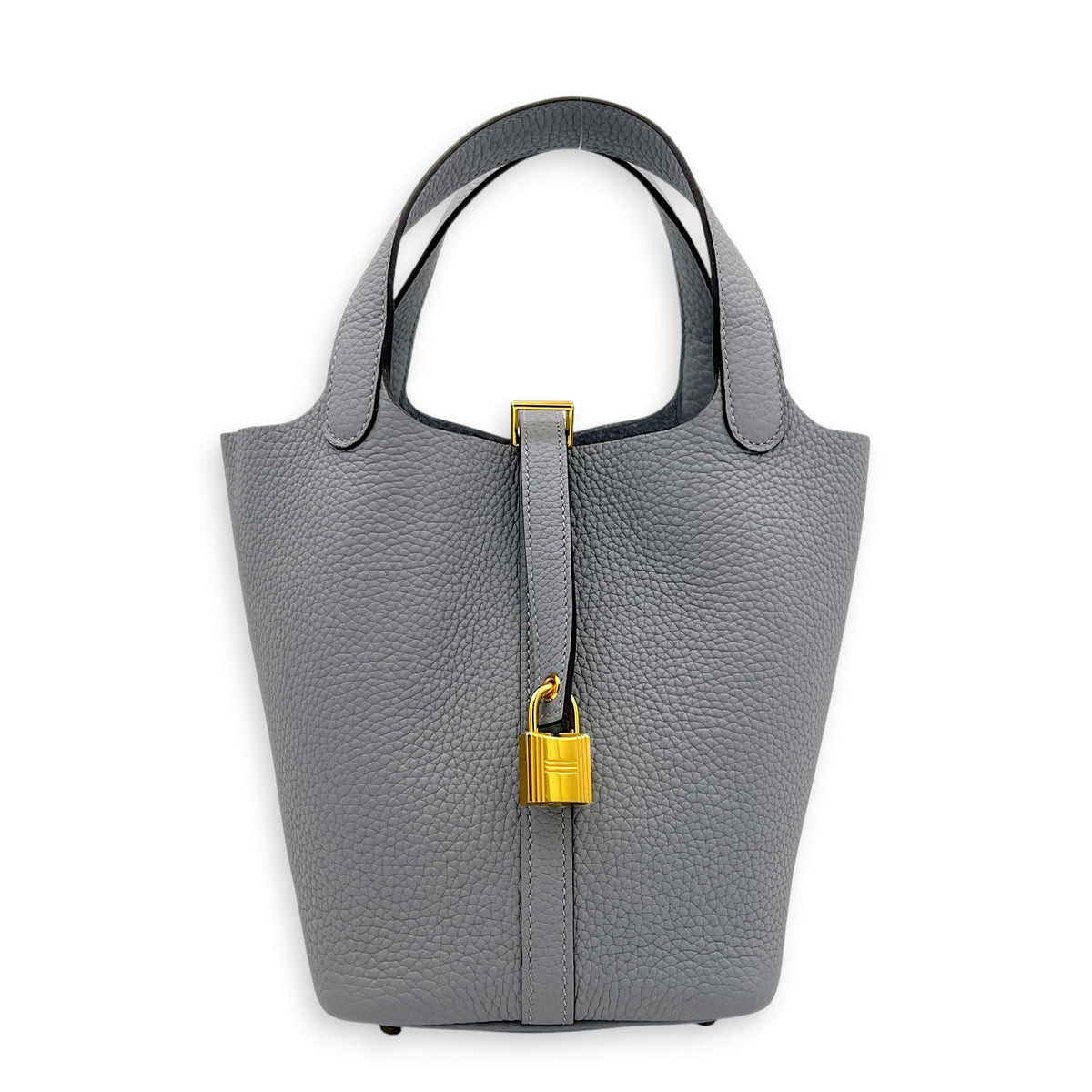 Picotin 18 Gris Pantin Top Handle Bag in Clemence, Gold hardware