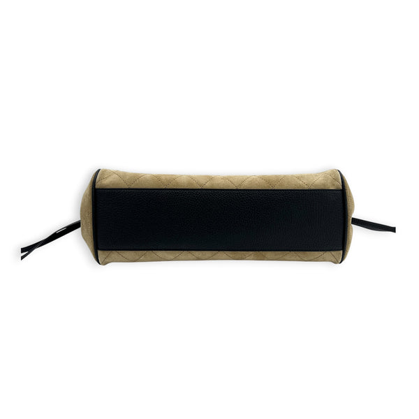 26A Shopping Tote Brown Shoulder Bag in Suede Leather, Gold hardware