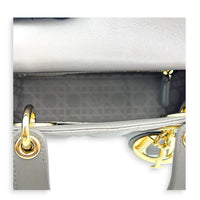 Lady Dior Top Handle Bag Small Grey in Lambskin, Gold hardware