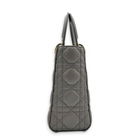 Lady Dior Top Handle Bag Small Grey in Lambskin, Gold hardware