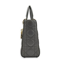 Lady Dior Top Handle Bag Small Grey in Lambskin, Gold hardware