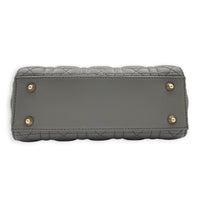 Lady Dior Top Handle Bag Small Grey in Lambskin, Gold hardware
