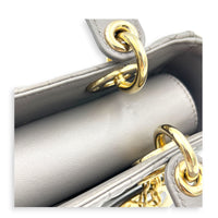 Lady Dior Top Handle Bag Small Grey in Lambskin, Gold hardware