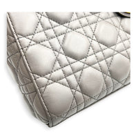 Lady Dior Top Handle Bag Small Grey in Lambskin, Gold hardware
