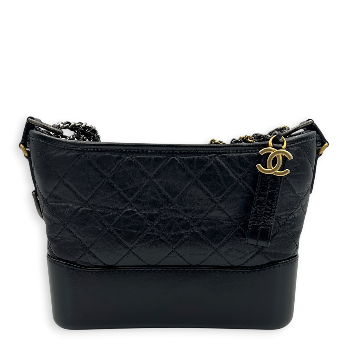 Gabrielle Shoulder Bag Black in Calfskin, Mixed hardware